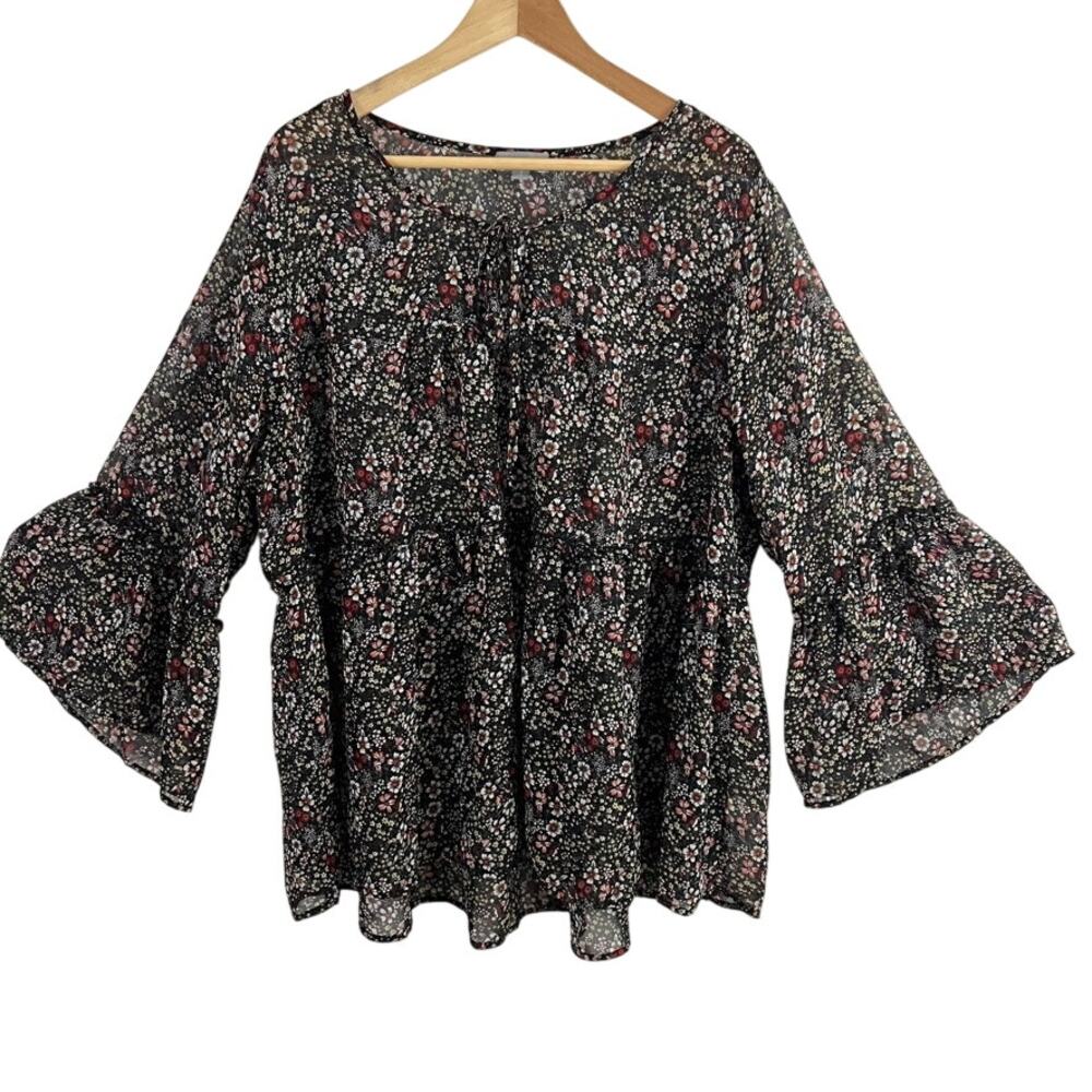 Lovesick Floral Sheer Blouse Top Women Size 3 3X